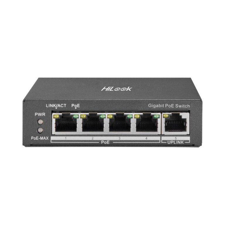 Switch PoE cu 4 porturi HikVision HiLook NS-0505P-35, 10/100/1000 Mbps, 10 Gbps, 7.44 Mpps, MAC 2K, fara management