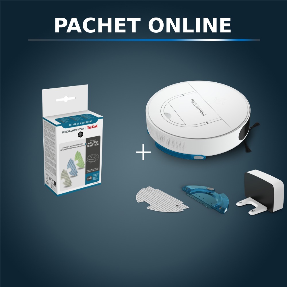 Pachet PROMO Aspirator robot Rowenta X-Plorer S130 AI RR9067WH & Kit de 3 mopuri din microfibra ZR130001 Pachet PROMO Aspirator robot Rowenta X-Plorer S130 AI RR9067WH & Kit de 3 mopuri din microfibra ZR130001