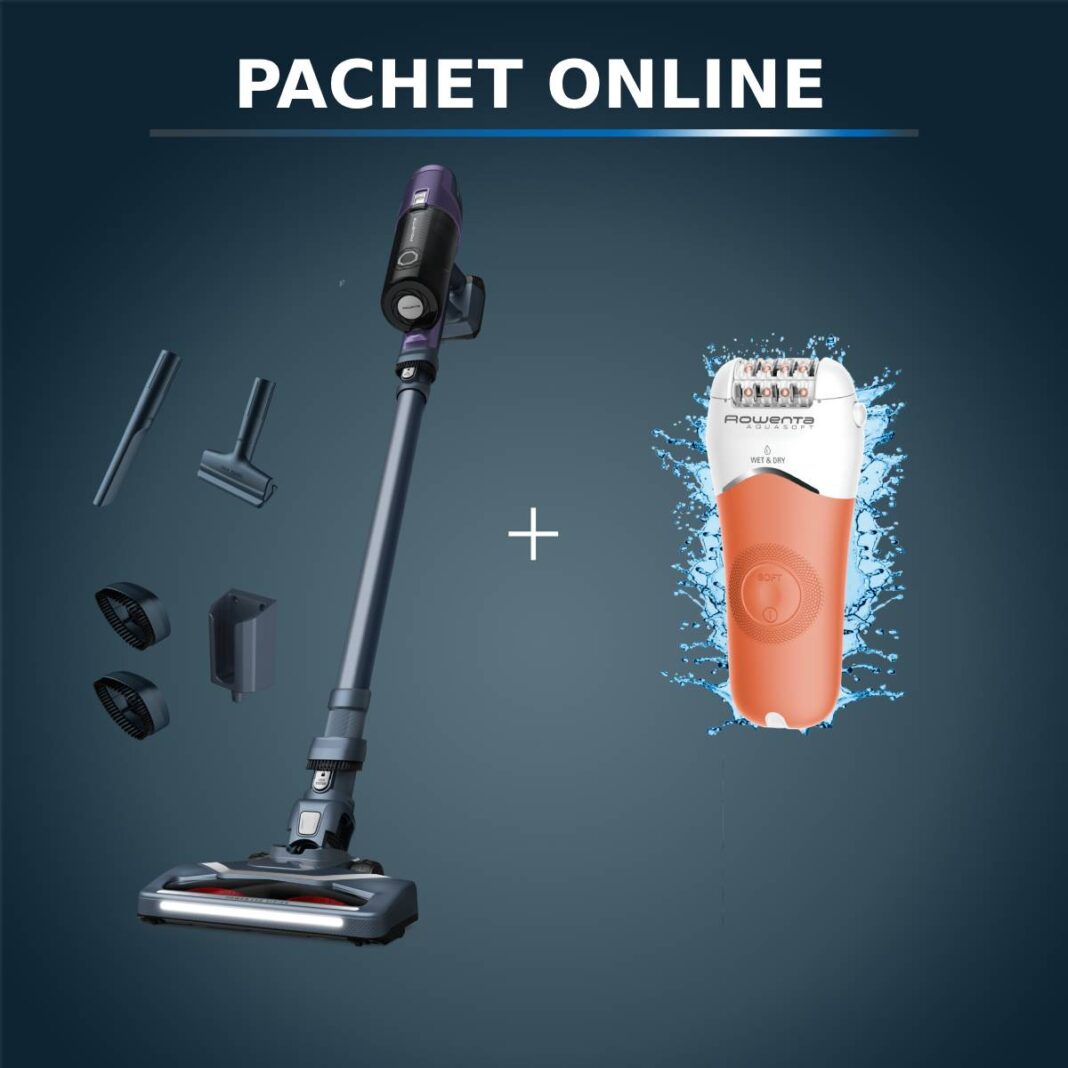 Pachet PROMO Aspirator vertical fără fir Rowenta X-Pert 6.60 Essential RH6838WO & Epilator Rowenta Aqua Soft EP4920F0 4 accesorii Pachet PROMO Aspirator vertical fără fir Rowenta X-Pert 6.60 Essential RH6838WO & Epilator Rowenta Aqua Soft EP4920F0 4 accesorii