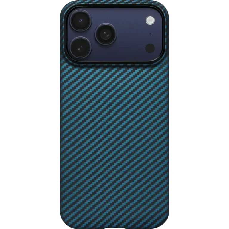 Husa Protectie Spate Pitaka pentru iPhone 17 Pro, MagEZ 7 Pro, 600D, Ultra-Slim (Negru/Albastru)