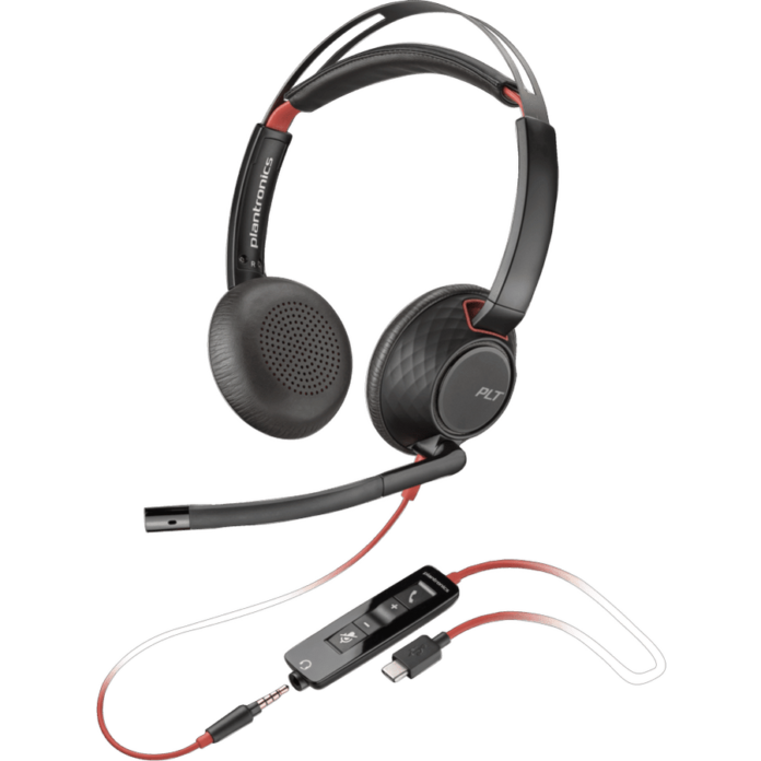 Casti call center Poly Blackwire 5220, Jack 3,5 mm, Adaptor USB-C/A, Microfon (Negru) Casti call center Poly Blackwire 5220, Jack 3,5 mm, Adaptor USB-C/A, Microfon (Negru)