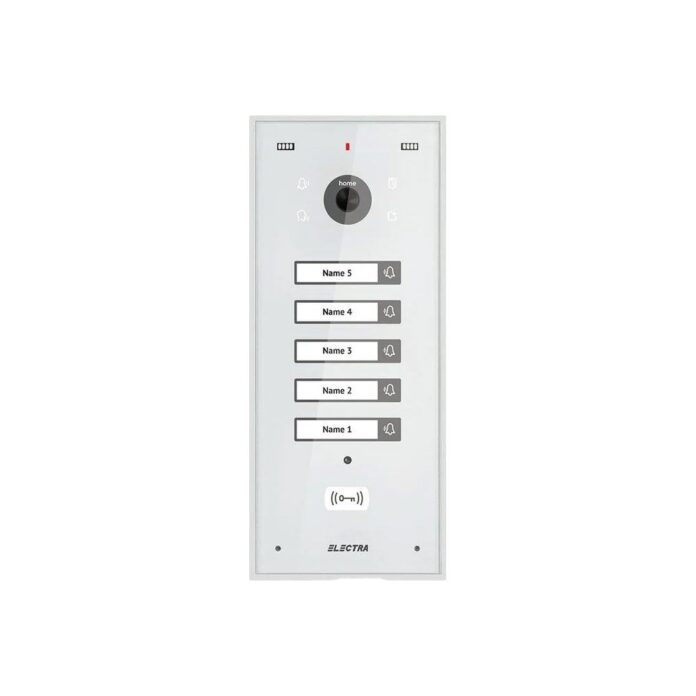 Videointerfon de exterior Electra VPH.05S03.ELWTL , 5 familii, montaj aparent, 4 fire, RFID, alb Videointerfon de exterior Electra VPH.05S03.ELWTL , 5 familii, montaj aparent, 4 fire, RFID, alb