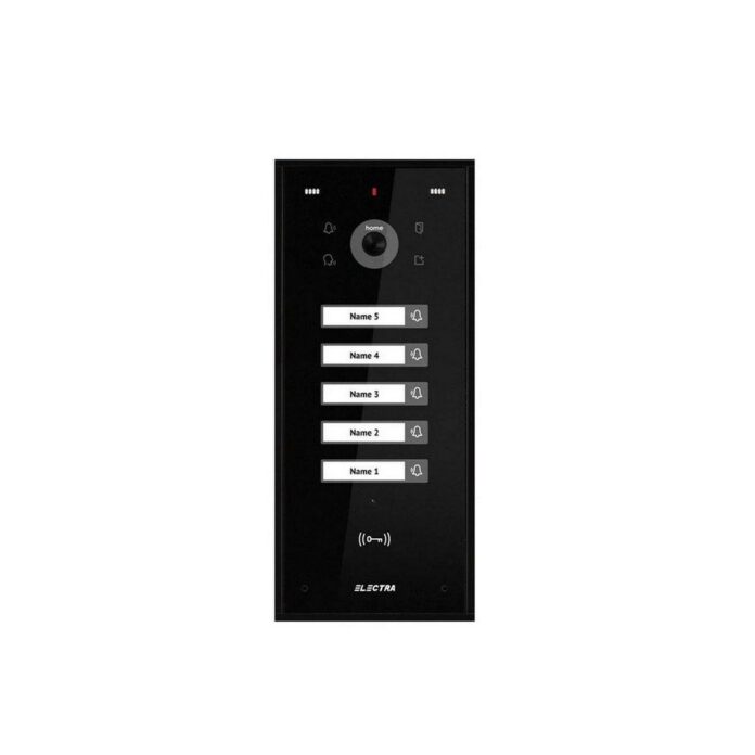 Videointerfon de exterior Electra VPH.05F03.ELBTL, 5 familii, montaj incastrat, 4 fire, RFID, negru Videointerfon de exterior Electra VPH.05F03.ELBTL, 5 familii, montaj incastrat, 4 fire, RFID, negru