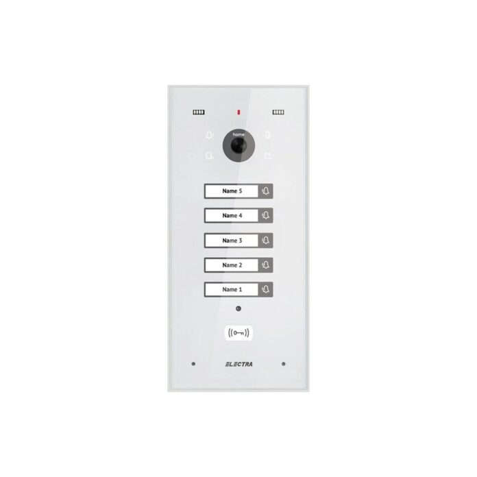 Videointerfon de exterior Electra VPH.05F03.ELWTL, 5 familii, montaj incastrat, 4 fire, RFID, alb Videointerfon de exterior Electra VPH.05F03.ELWTL, 5 familii, montaj incastrat, 4 fire, RFID, alb