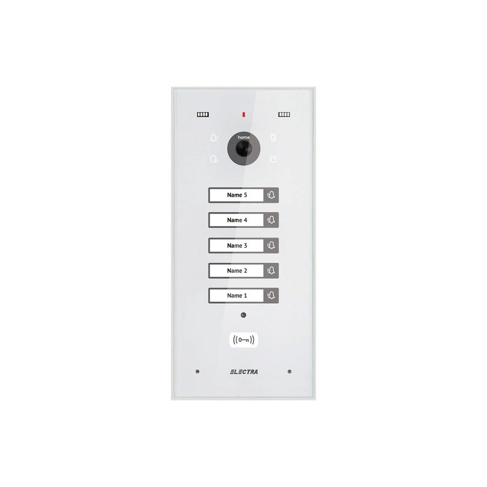 Videointerfon de exterior Electra VPH.05F03.ELWTL, 5 familii, montaj incastrat, 4 fire, RFID, alb Videointerfon de exterior Electra VPH.05F03.ELWTL, 5 familii, montaj incastrat, 4 fire, RFID, alb