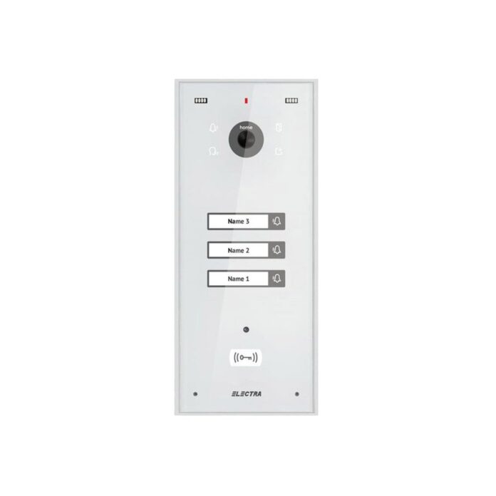 Videointerfon de exterior Electra VPH.03S03.ELWTL, 3 familii, montaj aparent, alb Videointerfon de exterior Electra VPH.03S03.ELWTL, 3 familii, montaj aparent, alb