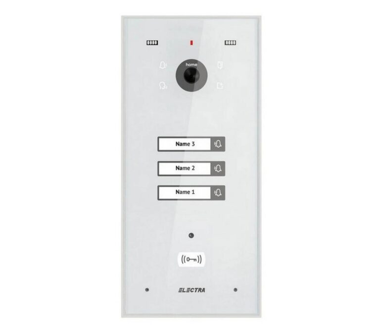 Post exterior videointerfon, 3 familii, montaj incastrat, 4 fire, culoare alba, cititor RFID, Electra VPH.03F03.ELWTL