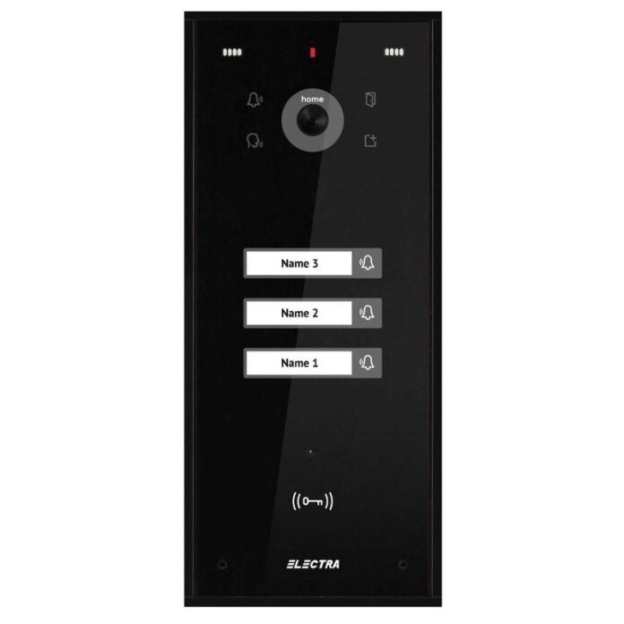 Videointerfon de exterior Electra VPH.03S03.ELBTL, 3 familii, montaj aparent, negru Videointerfon de exterior Electra VPH.03S03.ELBTL, 3 familii, montaj aparent, negru