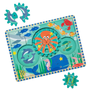 Puzzle educativ din lemn, cu rotite dintate, Oceanul, 8 piese, pentru copii 3 ani+, Melissa&Doug 31003 Puzzle educativ din lemn, cu rotite dintate, Oceanul, 8 piese, pentru copii 3 ani+, Melissa&Doug 31003