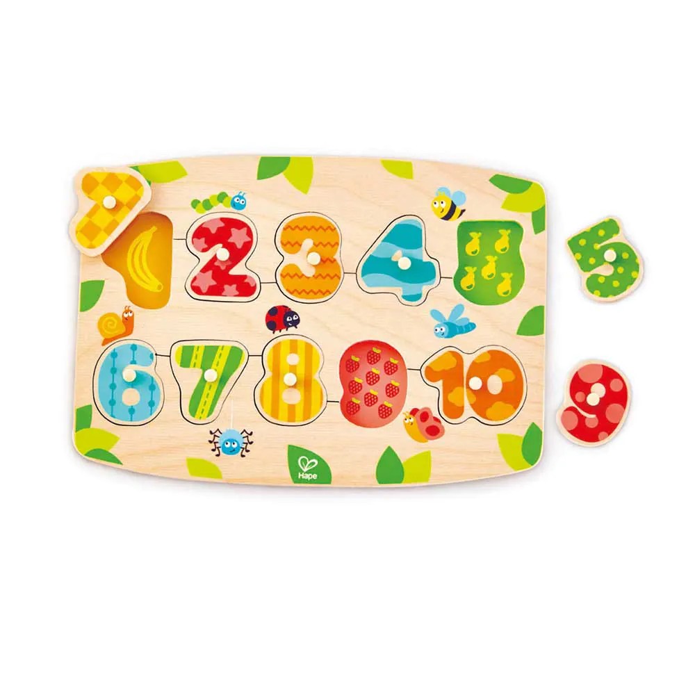 Puzzle din lemn Hape Numere 11 piese Puzzle din lemn Hape Numere 11 piese