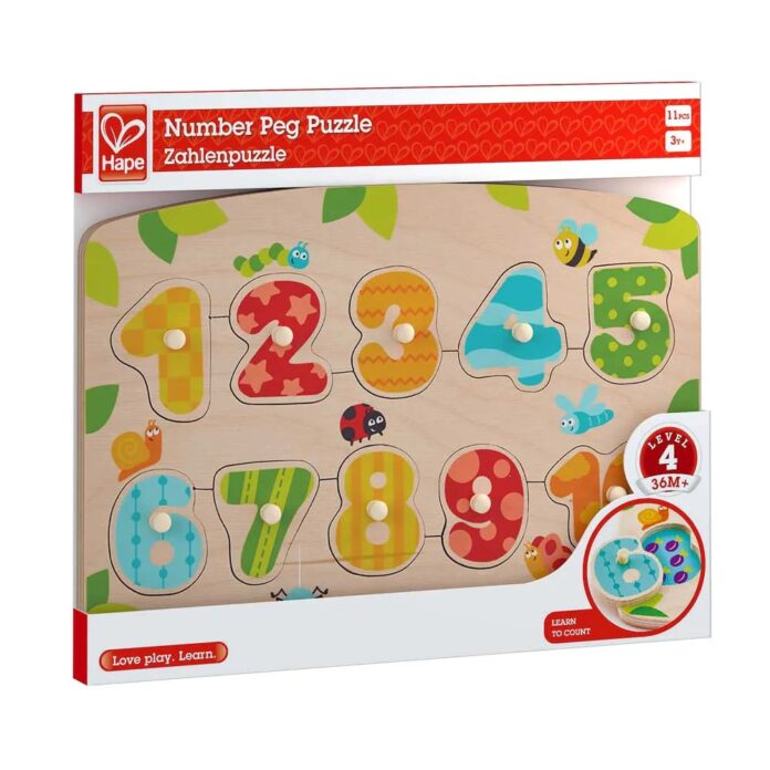 Puzzle din lemn Hape Numere 11 piese Puzzle din lemn Hape Numere 11 piese