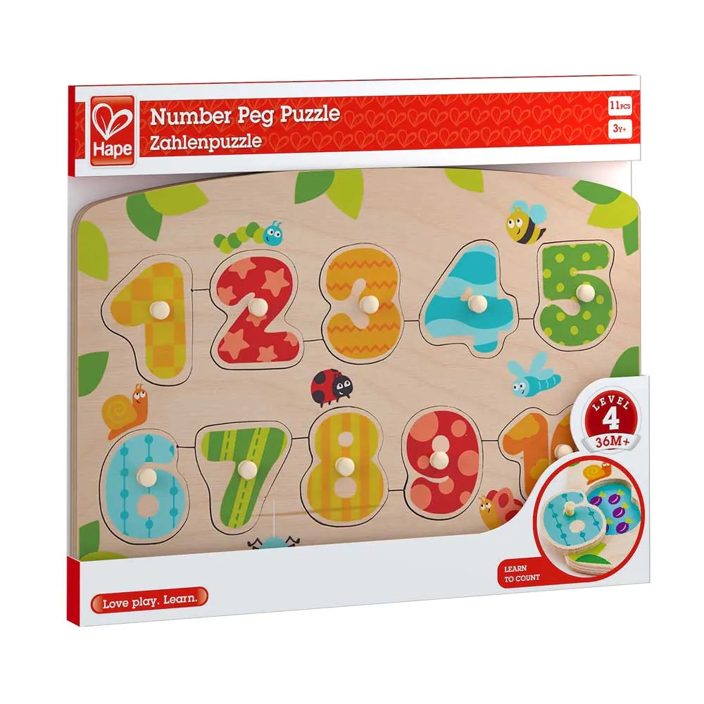 Puzzle din lemn Hape Numere 11 piese Puzzle din lemn Hape Numere 11 piese
