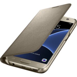 Husa Led View Cover pentru Samsung Galaxy S7, Auriu Husa Led View Cover pentru Samsung Galaxy S7, Auriu