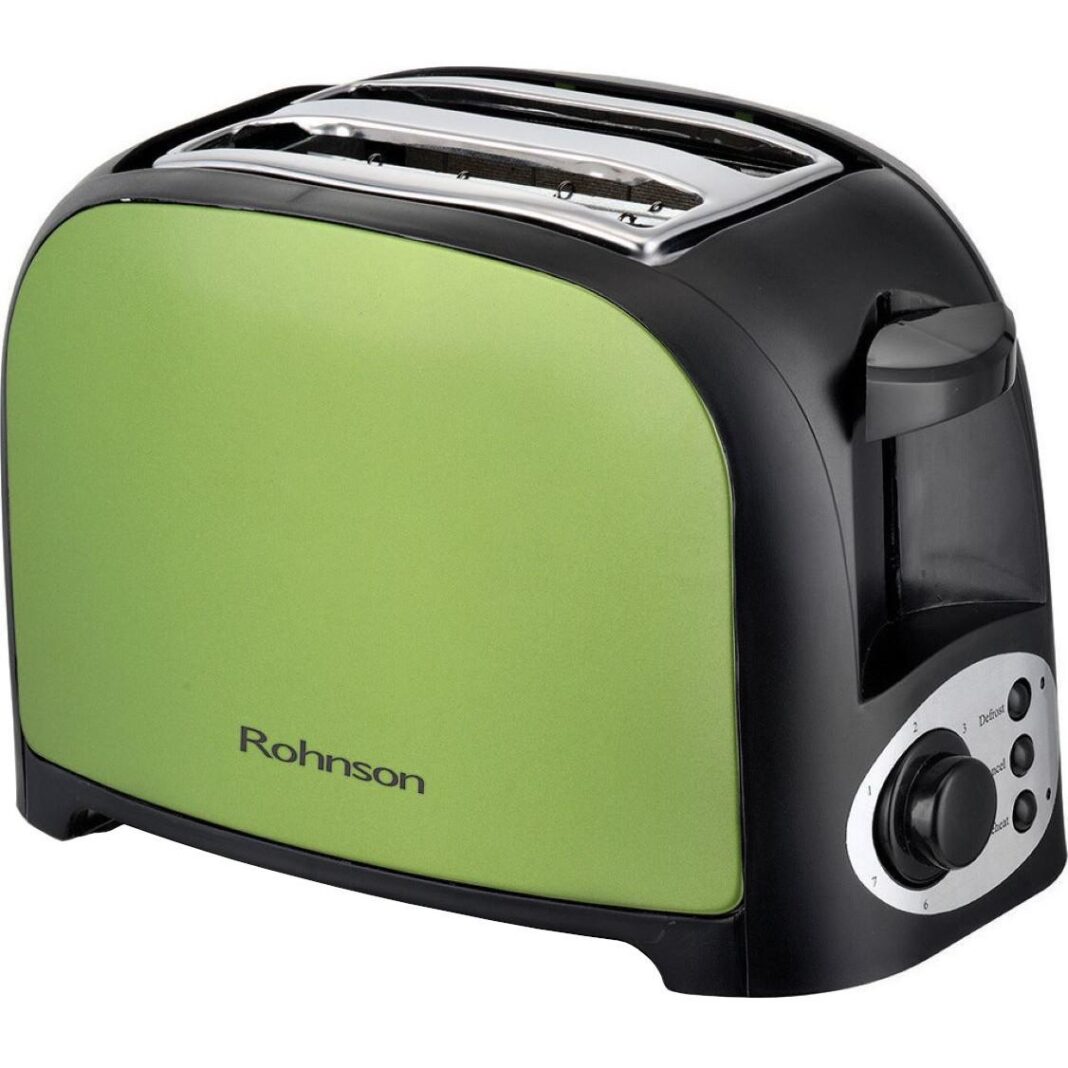 Prajitor de paine Rohnson R2170, 750 W, 2 felii, Verde/Negru