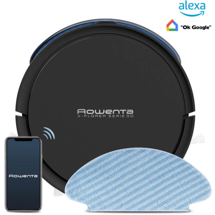 Aspirator robot Rowenta X-Plorer Serie 50 RR7375WH, Mop, Wi-Fi, 0.4 L, 12 kWh/an, Control prin aplicatie, Animal Care, 3 Functii de curatare, Autonomie de 120 min, Negru Aspirator robot Rowenta X-Plorer Serie 50 RR7375WH, Mop, Wi-Fi, 0.4 L, 12 kWh/an, Control prin aplicatie, Animal Care, 3 Functii de curatare, Autonomie de 120 min, Negru