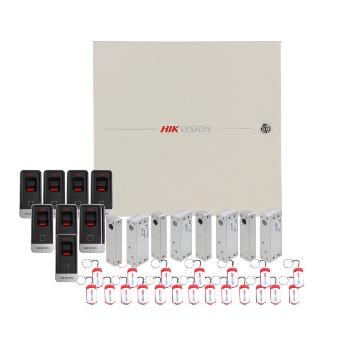 Sistem control acces biometric Hikvision KIT-CA-4UBACV2, amprenta, cartela, 13.56 MHz, patru usi bidirectionale Sistem control acces biometric Hikvision KIT-CA-4UBACV2, amprenta, cartela, 13.56 MHz, patru usi bidirectionale