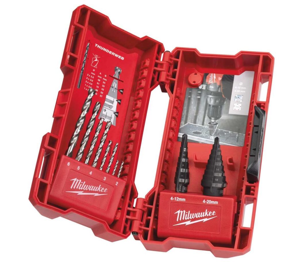 Set burghie Milwaukee, 2 in trepte, 8 de metal, 10 piese, pentru metal, plastic si otel inoxidabil, 48899350 Set burghie Milwaukee, 2 in trepte, 8 de metal, 10 piese, pentru metal, plastic si otel inoxidabil, 48899350
