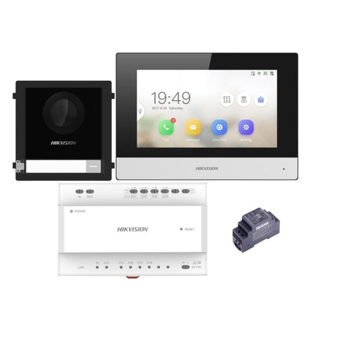 Kit videointerfon IP Hikvision DS-KIS702Y, 1 familie, 7 inch, aparent Kit videointerfon IP Hikvision DS-KIS702Y, 1 familie, 7 inch, aparent
