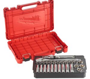 Set antrenor cu clichet si chei tubulare Milwaukee, constructie metalica, 4932471864 Set antrenor cu clichet si chei tubulare Milwaukee, constructie metalica, 4932471864