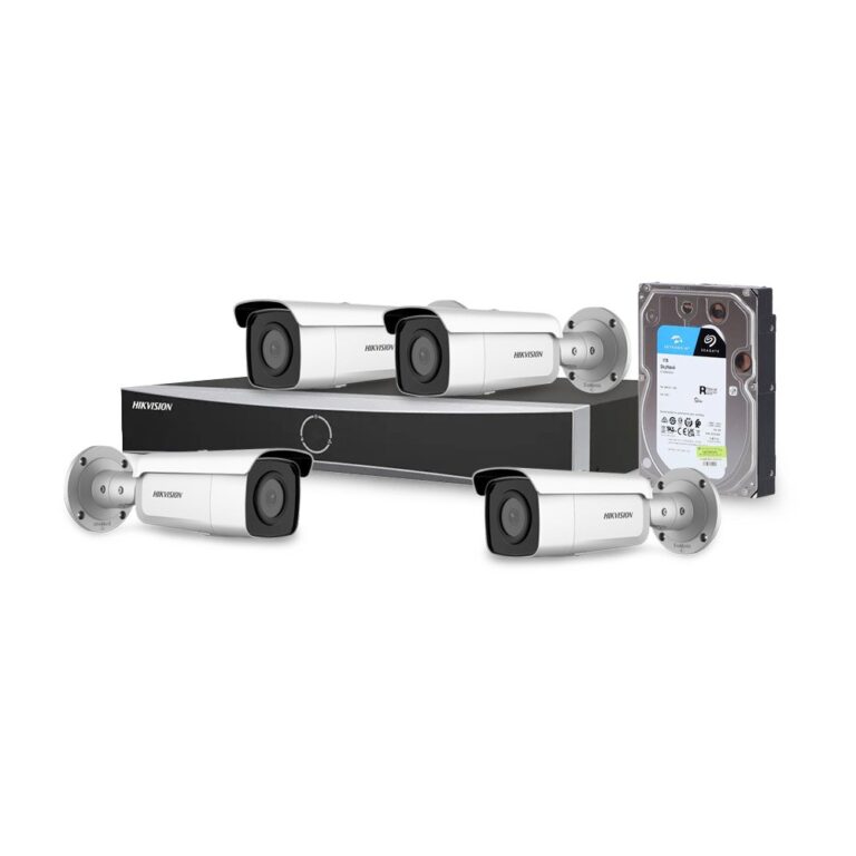 Sistem supraveghere IP exterior basic Hikvision 4EXTIR60-4MP-V3-HDD, 4 camere, 4 MP, IR 60 m, 2.8 mm, PoE, HDD 1 TB