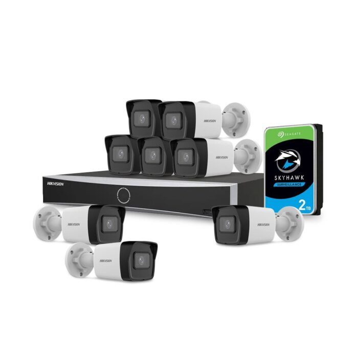 Sistem supraveghere IP exterior basic Hikvision 8EXTIR30-4MP-HDD, 8 camere, 4 MP, IR 30 m, 2.8 mm, PoE, HDD 2 TB Sistem supraveghere IP exterior basic Hikvision 8EXTIR30-4MP-HDD, 8 camere, 4 MP, IR 30 m, 2.8 mm, PoE, HDD 2 TB