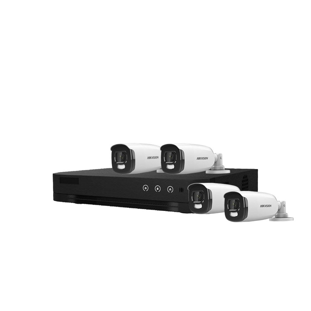 Sistem supraveghere exterior basic HikVision, 4 camere, 5 MP, lumina alba 20 m, 2.8 mm, stroboscop Sistem supraveghere exterior basic HikVision, 4 camere, 5 MP, lumina alba 20 m, 2.8 mm, stroboscop