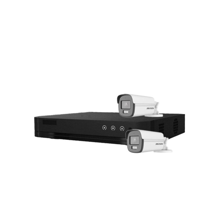 Sistem supraveghere exterior basic HikVision, 8 camere, 5 MP, lumina alba 40 m, 2.8 mm