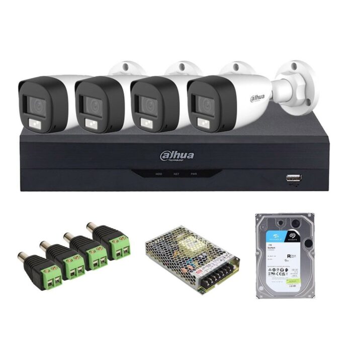 Sistem supraveghere exterior middle Dahua DH-M4EXTIRALB20-5MP-M, 4 camere, 5 MP, IR/lumina alba 20 m, 3.6 mm, microfon, HDD 1TB Sistem supraveghere exterior middle Dahua DH-M4EXTIRALB20-5MP-M, 4 camere, 5 MP, IR/lumina alba 20 m, 3.6 mm, microfon, HDD 1TB