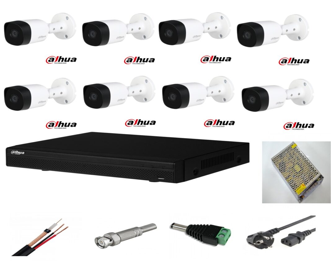 Sistem supraveghere video exterior 8 camere Dahua 2MP, DVR Dahua, accesorii incluse full Sistem supraveghere video exterior 8 camere Dahua 2MP, DVR Dahua, accesorii incluse full