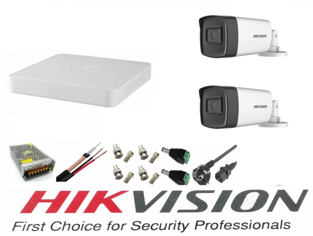 Sistem supraveghere video Hikvision 2 camere 5MP TurboHD IR 40M cu DVR Hikvision 4 canale full accesorii internet Sistem supraveghere video Hikvision 2 camere 5MP TurboHD IR 40M cu DVR Hikvision 4 canale full accesorii internet