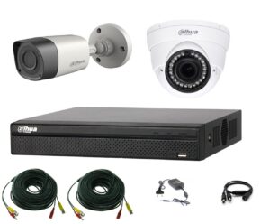 Sistem supraveghere video profesional Dahua HDCVI mixt, 2 camere 2MP IR Smart 20m cu DVR DAHUA 4 canale, accesorii, live internet Sistem supraveghere video profesional Dahua HDCVI mixt, 2 camere 2MP IR Smart 20m cu DVR DAHUA 4 canale, accesorii, live internet