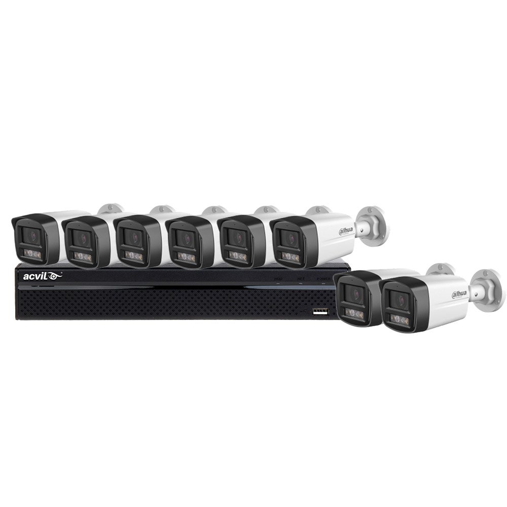 Sistem supraveghere exterior IP Dahua Acvil ACV-B8EXTIR30-4MP-M, 4 MP, IR/Lumina alba 30 m, microfon, PoE Sistem supraveghere exterior IP Dahua Acvil ACV-B8EXTIR30-4MP-M, 4 MP, IR/Lumina alba 30 m, microfon, PoE