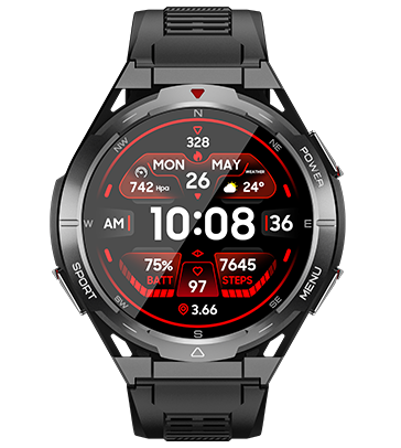 Smartwatch Cubot GT1 Negru, 1.43   AMOLED, HRV, ECG, Monitorizare sanatate si somn, Moduri sport, Functii multiple, Bluetooth Call, Conexiune GPS de mare acuratete, 480 mAh, Android 9.0 sau iOS 9.0