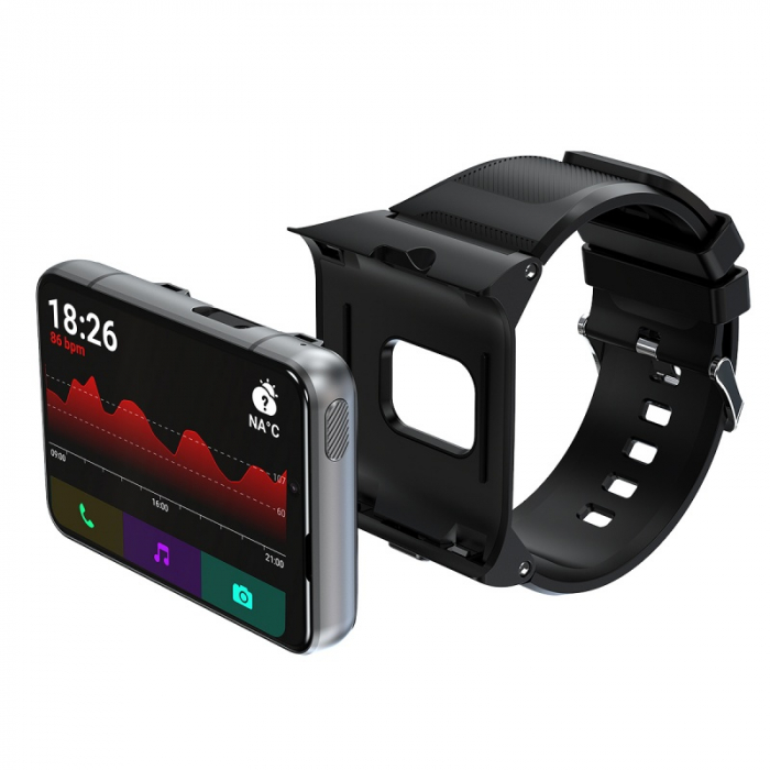 Smartwatch STAR S999 Negru, 4G, AMOLED 2.88   HD, 4GB RAM, 64GB ROM, Android 11, QuadCore, GPS, Ritm cardiac, Dual camera, 2300mAh
