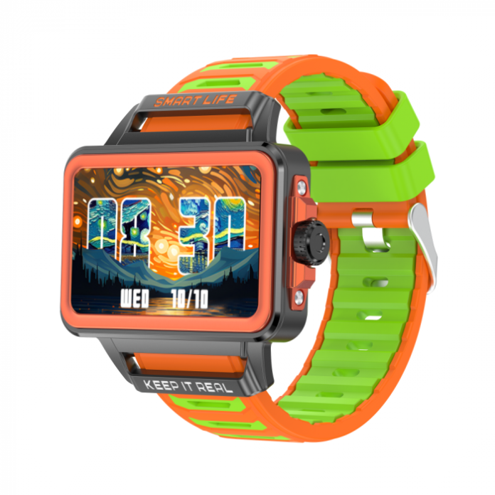 Smartwatch iSEN S666, Silver Black Orange, 1.57 TFT HD, iOS Android, NFC, Alerta apel Bluetooth, Jocuri, Monitorizare sanatate, 240mAh Smartwatch iSEN S666, Silver Black Orange, 1.57 TFT HD, iOS Android, NFC, Alerta apel Bluetooth, Jocuri, Monitorizare sanatate, 240mAh