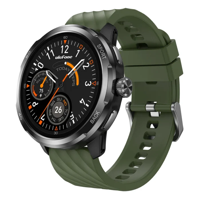 Smartwatch Ulefone Armor Watch Pro Negru, TFT 1.50  , GPS  Ritm cardiac, Oxigen, Calorii, Meteo, Monitorizare menstruatie, somn, Bluetooth 5.3, IP68 IP69K, 5ATM, 410mAh