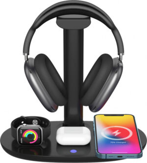 Suport casti Incarcator wireless iSEN 4 in 1 Alb, Incarcator casti 3W max, Incarcator ceas 2W max, Incarcator telefon 15W max Suport casti Incarcator wireless iSEN 4 in 1 Alb, Incarcator casti 3W max, Incarcator ceas 2W max, Incarcator telefon 15W max