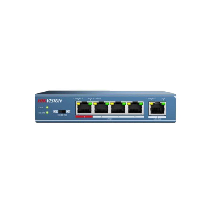 Switch 4 porturi HikVision DS-3E0105P-E(B), 1Gbps, 60W, PoE, fara management Switch 4 porturi HikVision DS-3E0105P-E(B), 1Gbps, 60W, PoE, fara management
