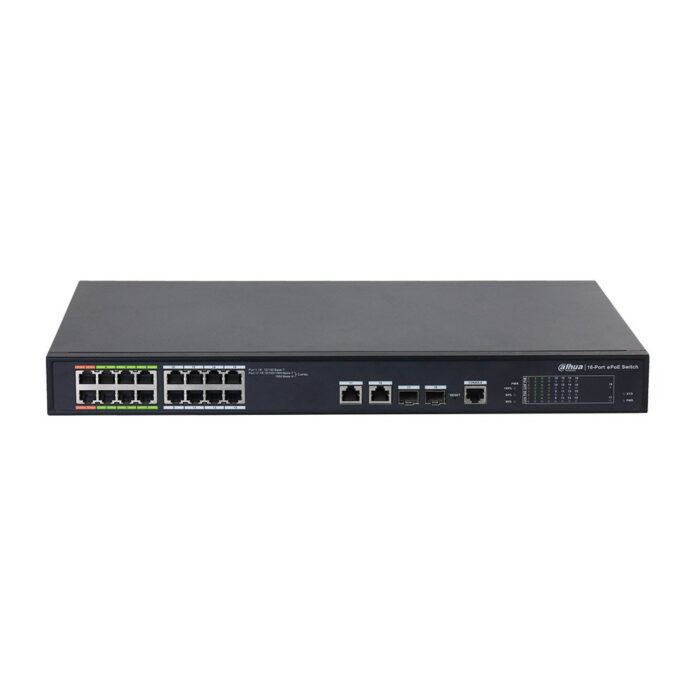 Switch cu 18 porturi Dahua LR2218-16ET-240-V2, 8 porturi ePoE, 8 porturi PoE, 2 porturi SFP, buget 240W, cu management Switch cu 18 porturi Dahua LR2218-16ET-240-V2, 8 porturi ePoE, 8 porturi PoE, 2 porturi SFP, buget 240W, cu management