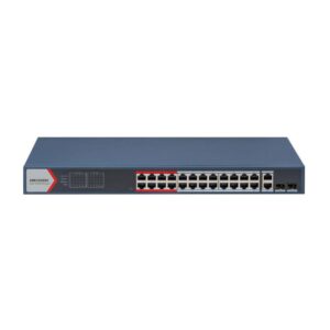 Switch cu 24 porturi PoE Hikvision DS-3E1326P-EI(B), 10/100 Mbps, 2x Gigabit port combo, Watchdog, 370 W, cu management Switch cu 24 porturi PoE Hikvision DS-3E1326P-EI(B), 10/100 Mbps, 2x Gigabit port combo, Watchdog, 370 W, cu management
