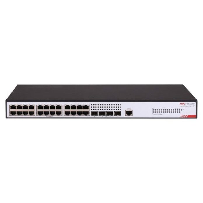 Switch cu 24 porturi RJ45 Hikvision DS-3E2528-HI-24T4F, 56 Gbps, 41.66 Mpps, 16000 MAC, 4 port-uri fibra optica, cu management Switch cu 24 porturi RJ45 Hikvision DS-3E2528-HI-24T4F, 56 Gbps, 41.66 Mpps, 16000 MAC, 4 port-uri fibra optica, cu management