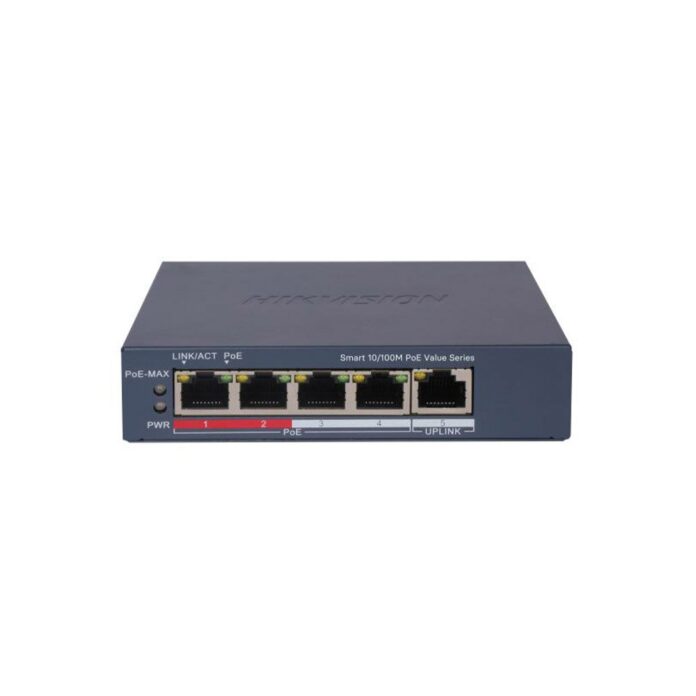 Switch cu 4 porturi PoE Hikvision DS-3E1105P-EI/M(V2), 1.2 Gbps, 0.89 Mbps, 45 W, cu management Switch cu 4 porturi PoE Hikvision DS-3E1105P-EI/M(V2), 1.2 Gbps, 0.89 Mbps, 45 W, cu management