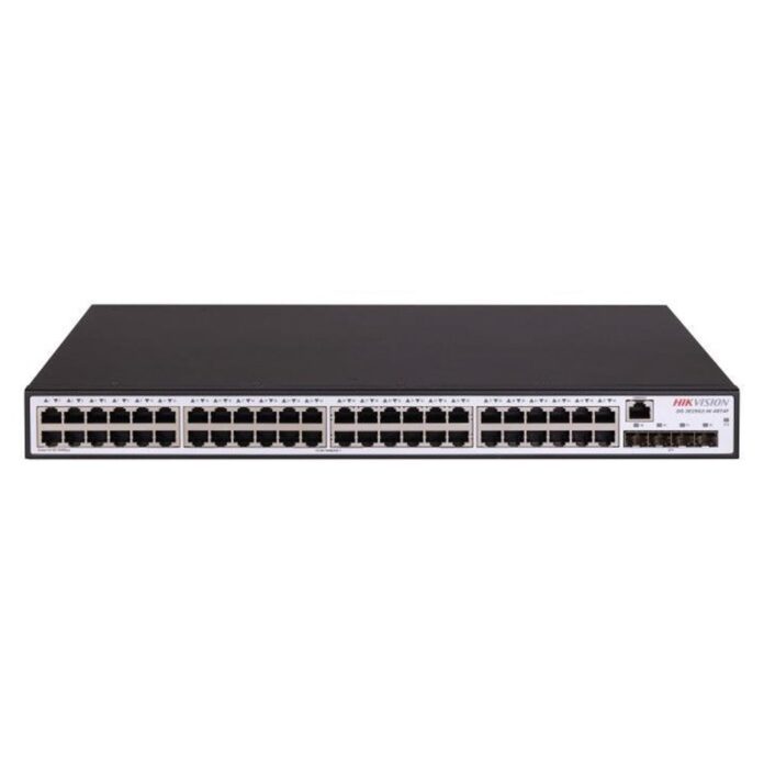 Switch cu 48 porturi RJ45 Hikvision DS-3E2552-HI-48T4F, 104 Gbps, 77.38 Mpps, 16000 MAC, 4 port-uri fibra optica, cu management Switch cu 48 porturi RJ45 Hikvision DS-3E2552-HI-48T4F, 104 Gbps, 77.38 Mpps, 16000 MAC, 4 port-uri fibra optica, cu management