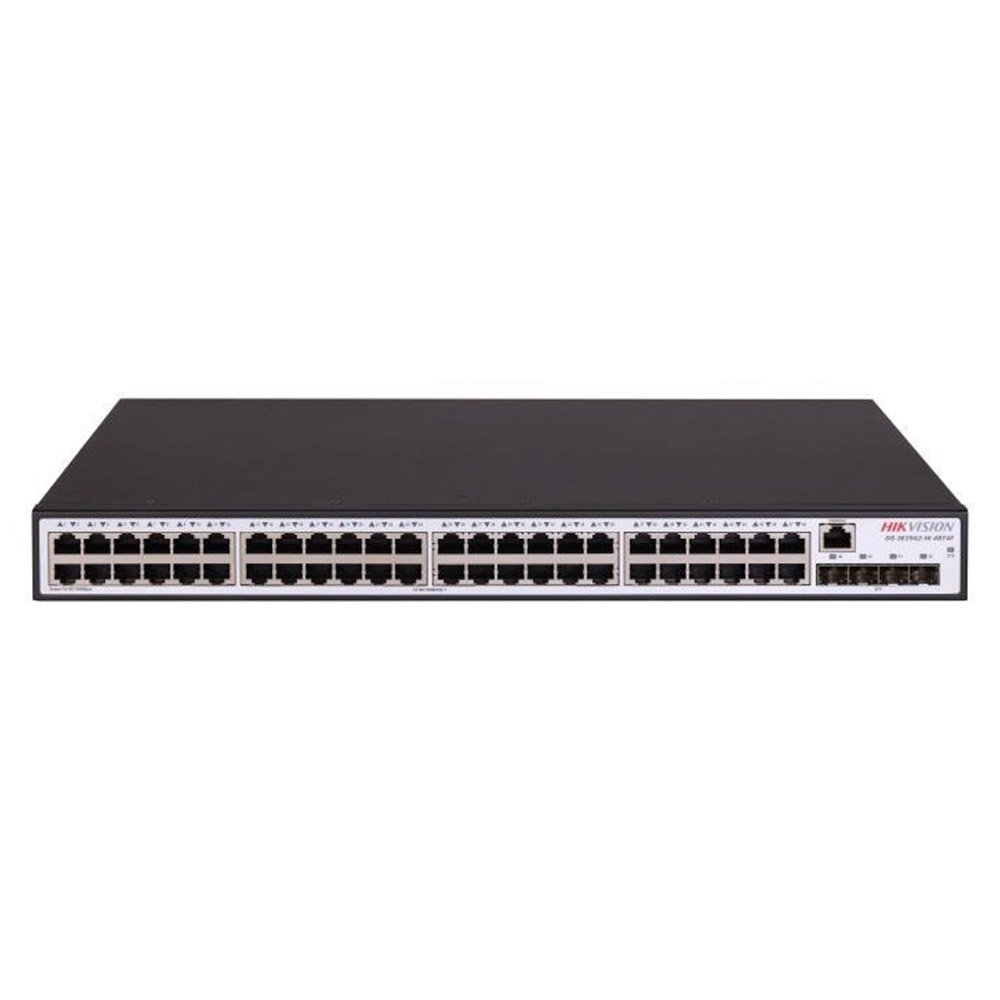 Switch cu 48 porturi RJ45 Hikvision DS-3E2552-HI-48T4F, 104 Gbps, 77.38 Mpps, 16000 MAC, 4 port-uri fibra optica, cu management Switch cu 48 porturi RJ45 Hikvision DS-3E2552-HI-48T4F, 104 Gbps, 77.38 Mpps, 16000 MAC, 4 port-uri fibra optica, cu management