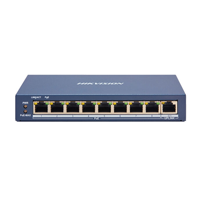 Switch cu 9 porturi Hikvision DS-3E1309P-EI, 3.6 Gbps, 2.6784 Mpps, 16.000 MAC, PoE, cu management Switch cu 9 porturi Hikvision DS-3E1309P-EI, 3.6 Gbps, 2.6784 Mpps, 16.000 MAC, PoE, cu management