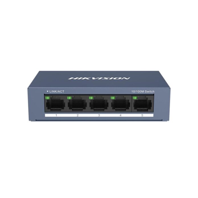 Switch Hikvision DS-3E0105-O, 5 porturi, 1 Gbps, plug and play, carcasa metalica