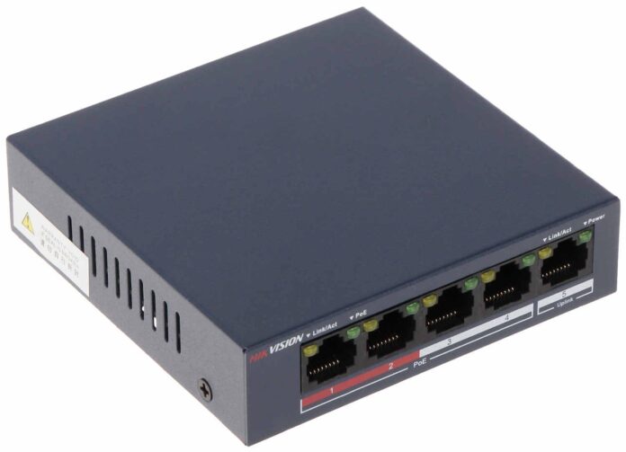 Switch PoE 4 canale Hikvision, 30W Max per port, DS-3E0105P-E/M(B) Switch PoE 4 canale Hikvision, 30W Max per port, DS-3E0105P-E/M(B)