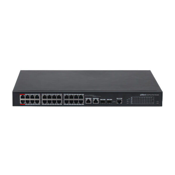 Switch PoE cu 24 porturi Dahua PFS4226-24ET-360-V3, 100 Mbps, 4K MAC, Cu management Switch PoE cu 24 porturi Dahua PFS4226-24ET-360-V3, 100 Mbps, 4K MAC, Cu management