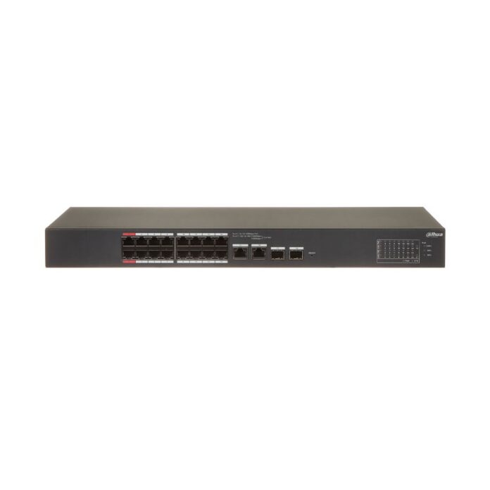 Switch rackabil cu 18 porturi Dahua CS4218-16ET-240, 16 porturi PoE, 10/100 Mbps, 2 SFP gigabit, cu cloud management Switch rackabil cu 18 porturi Dahua CS4218-16ET-240, 16 porturi PoE, 10/100 Mbps, 2 SFP gigabit, cu cloud management