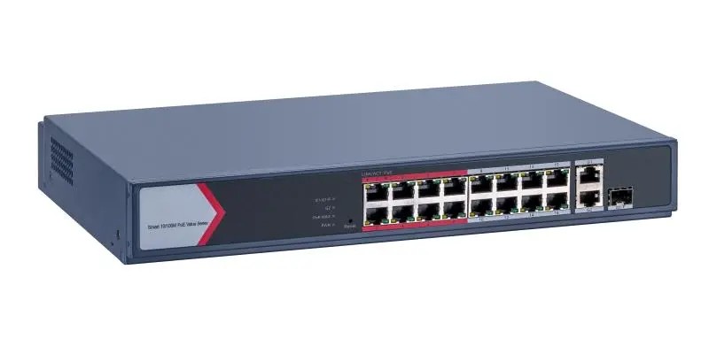 Switch PoE, Hikvision DS-3E1318P-EI-M, 18 porturi, 16x PoE, 1x Gigabit combo, 1x RJ45 Gigabit, 130W, cu management, protectie la supratensiune 6KV Switch PoE, Hikvision DS-3E1318P-EI-M, 18 porturi, 16x PoE, 1x Gigabit combo, 1x RJ45 Gigabit, 130W, cu management, protectie la supratensiune 6KV